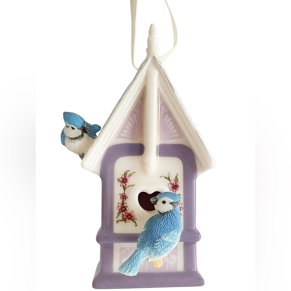 porcelain birdhouse ornament Bradford Exchange Victorian bluebirds birdwatcher